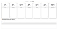 Calendrier hebdomadaire à imprimer de format paysage avec notes en bas de page