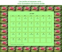 Calendrier 2027 agenda décoratif de mai, cadre avec motifs nénuphars