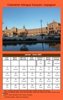 Calendrier mensuel 2027 bilingue français / espagnol