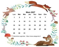 Calendrier de mai 2027 style flore et faune