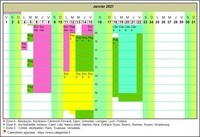 Calendrier planning horizontal mensuel avec la grille des horaires