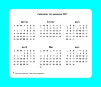 Calendrier 2027 semestriel avec bordure
