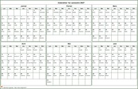 Calendrier 2027 à imprimer semestriel, format paysage, avec les fêtes