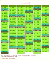 Calendrier 2027 semestriel décoratif avec agenda, format portrait, une colonne par mois