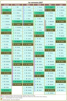 Modèle par défaut du calendrier agenda semestriel, une colonne par mois