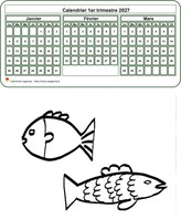 Calendrier 2027 à colorier trimestriel vierge, format portrait, pour enfants