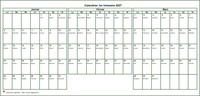Calendrier à imprimer trimestriel, format paysage, avec les fêtes