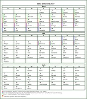 Calendrier 2027 à imprimer trimestriel, format portrait, avec les fêtes et les vacances scolaires