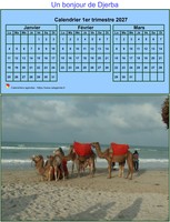 Calendrier 2027 à imprimer trimestriel, format mini, fond bleu, avec photo