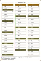 Calendrier 2027 trimestriel avec agenda détaillé, format portrait, une colonne par mois