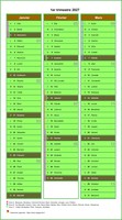 Calendrier 2027 par défaut du calendrier agenda trimestriel civil, une colonne par mois