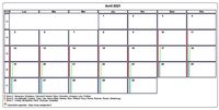 Choisissez les zones des vacances scolaires à afficher dans ce calendrier d'avril 2024