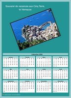 Calendrier 2018 annuel à imprimer avec photo Cinq Terres Italie