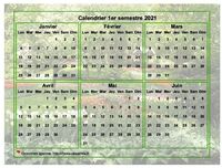 Calendrier 2025 à imprimer semestriel, format paysage, avec photo en fond de calendrier