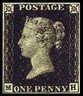 Premier timbre anglais - un penny Reine Victoria