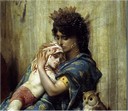 Un détail de l'œuvre Les Saltimbanques de Gustave Doré
